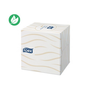 Tork Mouchoirs en papier extra-doux double épaisseur Premium blanc - Boîte cubique de 100 feuilles Tork Mouchoirs en papier extra-doux double épaisseur Premium blanc - Boîte cubique de 100 feuilles