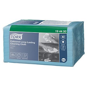 Tork Panni pulizia TNT colorati a lunga durata, Intercalati, Blu (confezione 40 pezzi) Tork Panni pulizia TNT colorati a lunga durata, Intercalati, Blu (confezione 40 pezzi)