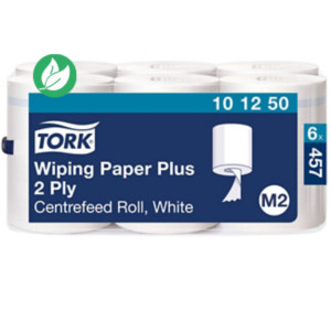 Tork Papier d'essuyage M2 Advanced Plus blanc à dévidage central - 101250 - Lot de 6 bobines de 160 m Tork Papier d'essuyage M2 Advanced Plus blanc à dévidage central - 101250 - Lot de 6 bobines de 160 m