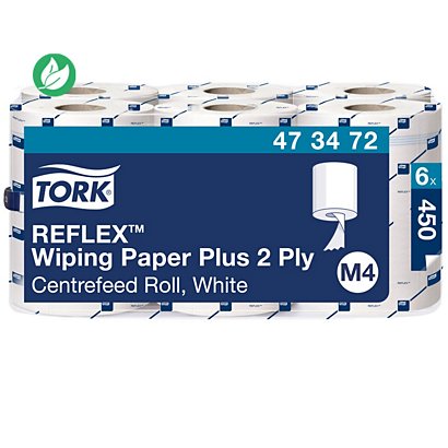 Tork papier d'essuyage Maxi Reflex M4 recyclé, double épaisseur, bobine 450 feuilles, 194 mm, blanc - 1