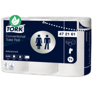 Tork Papier toilette double épaisseur Advanced T4 blanc - 472161 - Lot de 6 rouleaux de 200 feuilles Tork Papier toilette double épaisseur Advanced T4 blanc - 472161 - Lot de 6 rouleaux de 200 feuilles