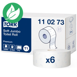 Tork Papier toilette double épaisseur Maxi Jumbo doux premium T1 - 6 bobines 360 m