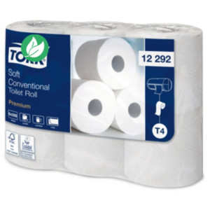 Tork Papier toilette double épaisseur T4 Premium doux blanc - 12292 - Lot de 6 rouleaux de 200 feuilles Tork Papier toilette double épaisseur T4 Premium doux blanc - 12292 - Lot de 6 rouleaux de 200 feuilles