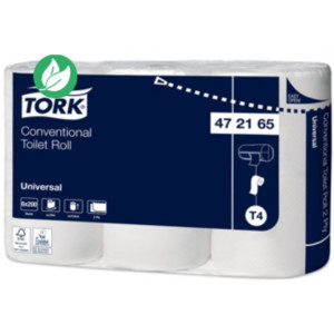 Tork Papier toilette double épaisseur Universal blanc - 472165 - Lot de 6 rouleaux de 200 feuilles Tork Papier toilette double épaisseur Universal blanc - 472165 - Lot de 6 rouleaux de 200 feuilles