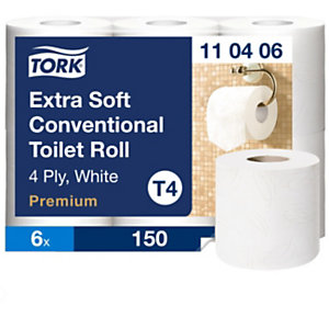 Tork Papier toilette Premium Extra Soft T4 gaufré quadruple épaisseur - Rouleau de 150 feuilles - Bl