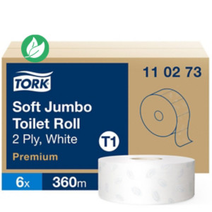Tork Papier toilette Premium T1 double épaisseur Maxi Jumbo doux  - 6 bobines 360 m