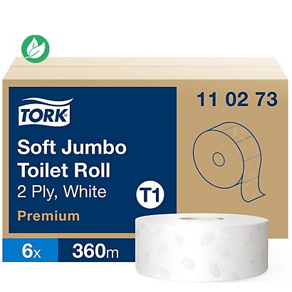 Tork Papier toilette Premium T1 double épaisseur Maxi Jumbo doux  - 6 bobines 360 m - 1