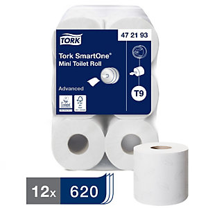 Tork Papier toilette SmartOne Mini T9 - Lot de 12 rouleaux 620 feuilles - Blanc