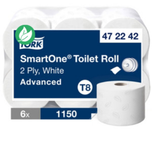Tork Papier toilette SmartOneT8 Maxi gaufré double épaisseur bobine de 1 150 feuilles Blanc - Lot de 6