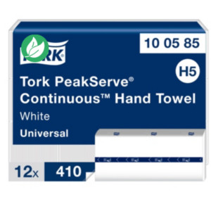 Tork PeakServe 100585 essuie-mains H5 en continu Blanc 410 feuilles  - lot de 12