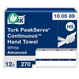 Tork PeakServe Essuie-mains H5 pliage en M blanc 270 feuilles - lot de 12