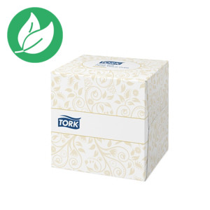 Tork Premium Mouchoirs double épaisseur extra-doux - Boîte cubique de 100 feuilles - Blanc Tork Premium Mouchoirs double épaisseur extra-doux - Boîte cubique de 100 feuilles - Blanc