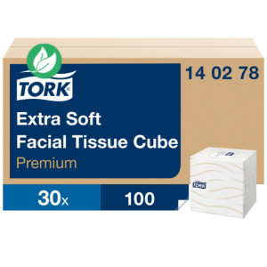 Tork Premium Mouchoirs double épaisseur extra-doux - Boîte cubique de 100 feuilles - Blanc