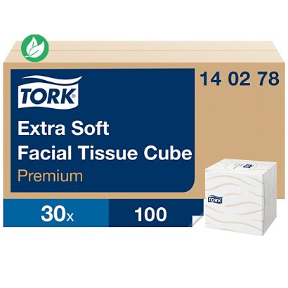 Tork Premium Mouchoirs double épaisseur extra-doux - Boîte cubique de 100 feuilles - Blanc - 1