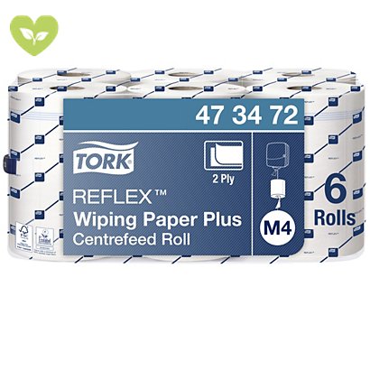 Tork Reflex™ Carta Plus Rotolo di carta asciugamani, 2 veli, 450 fogli, 185 mm, Bianco - 1