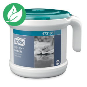 Tork Reflex - distributeur portable de papier d'essuyage à dévidage central feuille à feuille - pour bobine M4 - Blanc et bleu turquoise Tork Reflex - distributeur portable de papier d'essuyage à dévidage central feuille à feuille - pour bobine M4 - Blanc et bleu turquoise