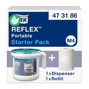 Tork Reflex Starter pack Distributeur portable de papier d'essuyage à dévidage central pour bobine M4 + 1 bobine 473186 Tork Reflex Starter pack Distributeur portable de papier d'essuyage à dévidage central pour bobine M4 + 1 bobine 473186