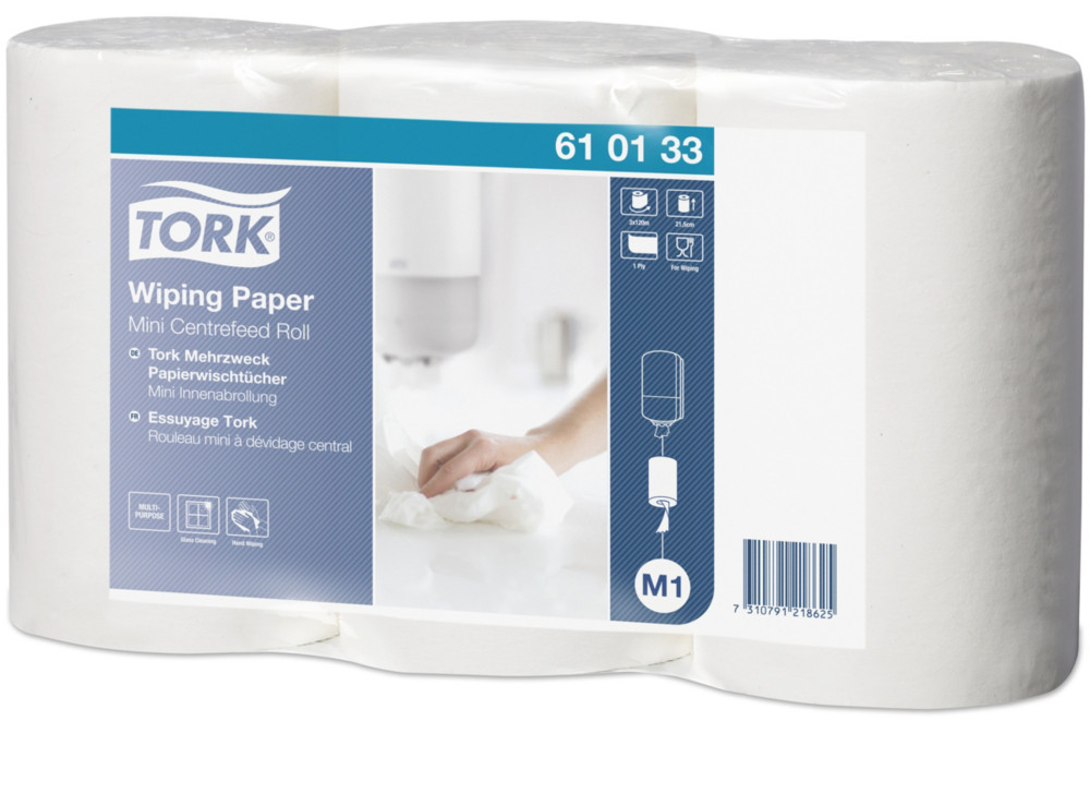 Tork Rouleau distributeur d'essuie-mains Advanced 415 M1, simple épaisseur, 220 mm, blanc - Lot 3 bobines