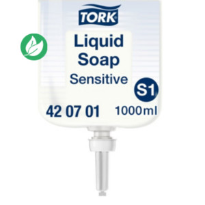 Tork Savon liquide pour les mains Premium S1, extra doux, cartouche, sans parfum, 1 L