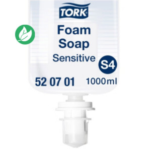 Tork Savon mousse mains peau sensible testé dermatologiquement - 520701 - Recharge 1000 ml pour distributeur S4 Tork Savon mousse mains peau sensible testé dermatologiquement - 520701 - Recharge 1000 ml pour distributeur S4