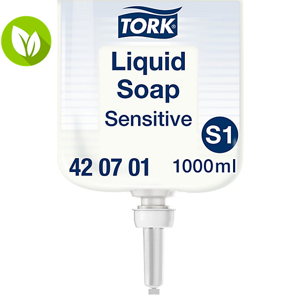 Tork Sensitive Jabón Líquido para Lavado de Manos S1, Dermatológicamente probado, 6 × 1000 ml, 420701 - 1