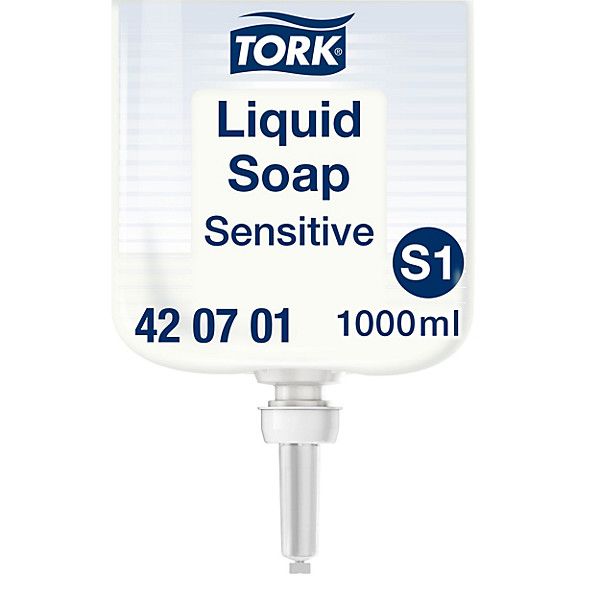 Tork Sensitive Jabón Líquido para Lavado de Manos S1, Dermatológicamente probado, 6 × 1000 ml, 420701 - 1