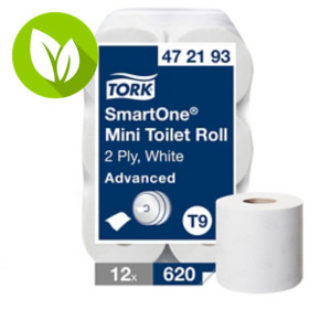 Tork SmartOne® Mini Papel Higiénico Blanco T9, Advanced, 2 capas, 12 × 620 servicios, 472193 Tork SmartOne® Mini Papel Higiénico Blanco T9, Advanced, 2 capas, 12 × 620 servicios, 472193