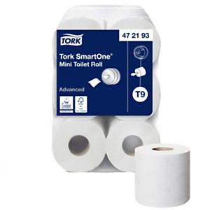 Tork SmartOne Mini T9 Rollo de papel higiénico mini, 2 capas, 620 hojas, 134 mm, blanco Tork SmartOne Mini T9 Rollo de papel higiénico mini, 2 capas, 620 hojas, 134 mm, blanco