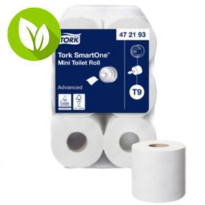 TORK T9 Rollo de papel higiénico SmartOne® Mini Jumbo de 2 capas y 111 m, paquete de 12 rollos