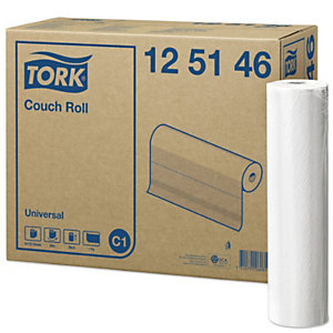 Tork Universal Couch Roll C1 Rollo de papel camilla, 1 capa, 132 hojas, en relieve, 590 mm, blanco