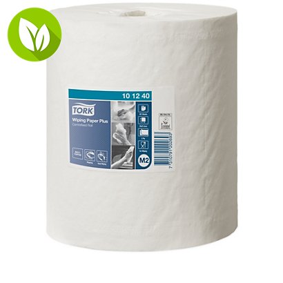 Tork Wiper 420 Advanced M2 Wiping Paper Plus, Toallitas de limpieza, 2 capas, 457 hojas, reciclado, 220 mm, blanco - 1