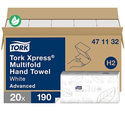 Tork Xpress Advanced H2 Marathon - Essuie-mains pliage enchevêtré (en Z) double épaisseur 190 feuilles Blanc - lot de 20 - 1