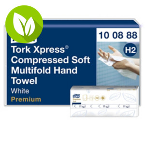 Tork Xpress® Toallas de Mano Entreplegadas Suaves Comprimidas Blanco H2, Premium, 2 capas, Plegado en M, Grandes, 12×170 hojas, 100888 Tork Xpress® Toallas de Mano Entreplegadas Suaves Comprimidas Blanco H2, Premium, 2 capas, Plegado en M, Grandes, 12×170 hojas, 100888