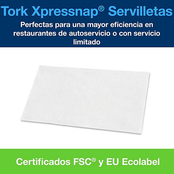 Tork Xpressnap® Servilleta Blanca para Dispensador N4, Universal, Plegado 1/4, 1 Capa, 21 cm × 33 cm, 8 × 1125 servilletas, 10840 - 3