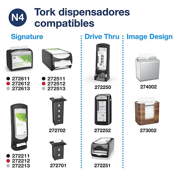 Tork Xpressnap® Servilleta Blanca para Dispensador N4, Universal, Plegado 1/4, 1 Capa, 21 cm × 33 cm, 8 × 1125 servilletas, 10840 - 8