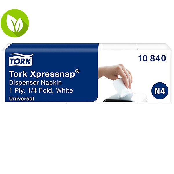 Tork Xpressnap® Servilleta Blanca para Dispensador N4, Universal, Plegado 1/4, 1 Capa, 21 cm × 33 cm, 8 × 1125 servilletas, 10840 - 1