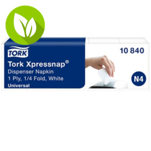 Tork Xpressnap® Servilleta Blanca para Dispensador N4, Universal, Plegado 1/4, 1 Capa, 21 cm × 33 cm, 8 × 1125 servilletas, 10840 Tork Xpressnap® Servilleta Blanca para Dispensador N4, Universal, Plegado 1/4, 1 Capa, 21 cm × 33 cm, 8 × 1125 servilletas, 10840