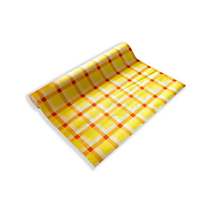 Tovaglia in rotolo monouso in cellulosa goffrata, 1 x 50 m, Scozzese rosso e giallo Tovaglia in rotolo monouso in cellulosa goffrata, 1 x 50 m, Scozzese rosso e giallo