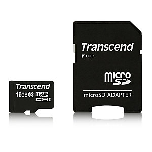 Transcend TS16GUSDHC10, 16 Go, MicroSDHC, Classe 10, NAND, 90 Mo/s, Noir