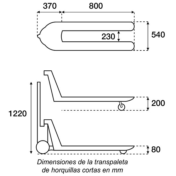 Transpaleta Horquillas cortas 80cm, 2500 kg - 2