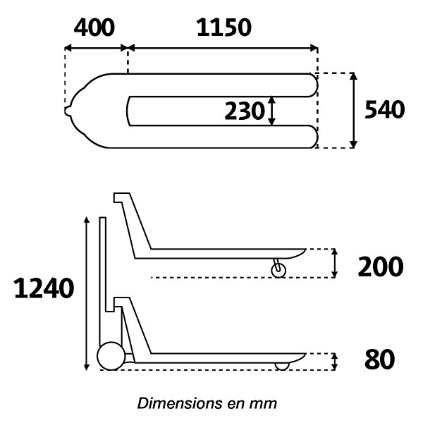 Transpaleta manual económica 2000 kg de carga - 5