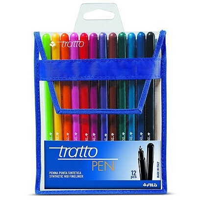 TRATTO Fineliner Tratto Pen Metal, Punta 0,5 mm, Colori assortiti (confezione 12 pezzi)