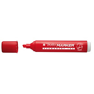 TRATTO Marcatore permanente Tratto Marker, Punta a scalpello, Tratto 1-5 mm, Rosso (confezione 12 pezzi)