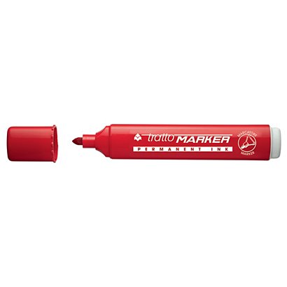 TRATTO Marcatore permanente Tratto Marker, Punta tonda, Tratto 1,4-2,8 mm, Rosso (confezione 12 pezzi) - 1