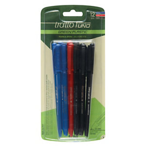 TRATTO Penna a sfera Stick Tratto 1 Green Plastic, Colori assortiti (confezione 12 pezzi)