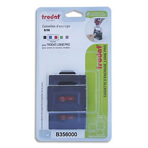 TRODAT Blister 3 recharges 6/56 pour appareils 5177/5204/5558/55510... Bicolore Bleu et Rouge