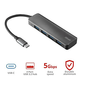 TRUST, Hub, Hub halyx usb-c 4-port usb3.2 hub, 23328 TRUST, Hub, Hub halyx usb-c 4-port usb3.2 hub, 23328