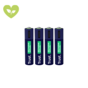 TRUST Pila ricaricabile al litio, Mini stilo AAA, 500 mAh, 1,2 W (confezione 4 pezzi) TRUST Pila ricaricabile al litio, Mini stilo AAA, 500 mAh, 1,2 W (confezione 4 pezzi)