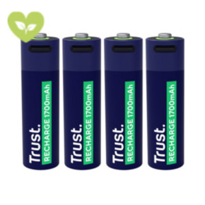 TRUST Pila ricaricabile al litio, Stilo AA, 1700 mAh, 2,4 W (confezione 4 pezzi) TRUST Pila ricaricabile al litio, Stilo AA, 1700 mAh, 2,4 W (confezione 4 pezzi)