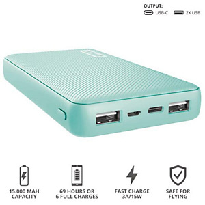 Trust, Power bank, Primo powerbank 15.000 mint, 23902 Trust, Power bank, Primo powerbank 15.000 mint, 23902